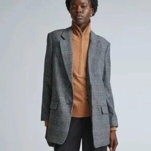 EVERLANE Italian Wool Oversized Blazer in Glen Plaid 0